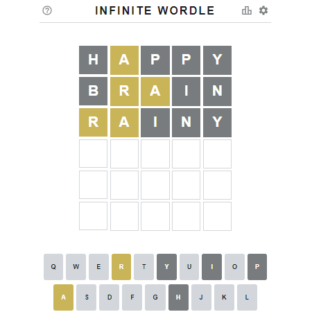 Infinite Wordle game