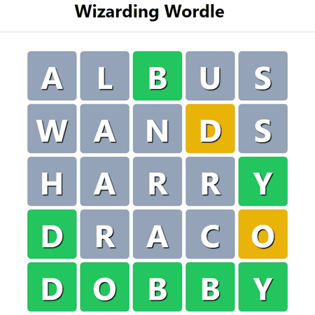 Wizarding Wordle game